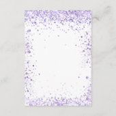 ウェディングレセプション詳細スミレラベンダーグリッター エンクロージャーカード (裏面)