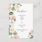 ウェディングレセプション詳細ホワイトコーラルラッシュ花模様 エンクロージャーカード (正面)