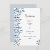 ウェディングレセプション詳細ホワイトブルー植物学 エンクロージャーカード (正面/裏面)