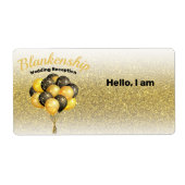 ウェディングレセプション金ゴールドグリッター名前をカスタムするラベル ラベル (正面)