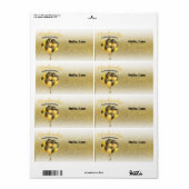 ウェディングレセプション金ゴールドグリッター名前をカスタムするラベル ラベル (フルシート)