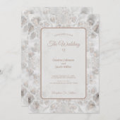 ウェディングレセプション金ゴールドホワイトシンプルシルバーエレガント 招待状 (正面/裏面)