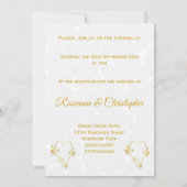 ウェディングレセプション金ゴールド色ハート蝶 招待状 (裏面)