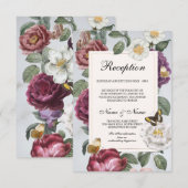 ウェディングレセプション開花フローラフラワーバタフライ エンクロージャーカード (正面/裏面)