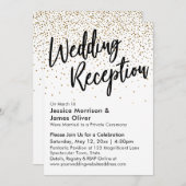 ウェディングレセプション、フェイク金ゴールドグリッター紙吹雪 招待状 (正面/裏面)