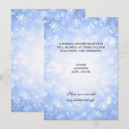 ウェディングレセプション ブルー ウィンターワンダーランド 招待状 (正面/裏面)