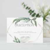 ウェディングレセプション | 現代的なエレガントなトロピカルリーフ 招待状 (スタンド正面)