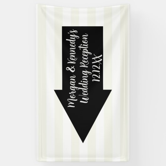 ウェディングレセプショ離れン矢印の方向バナー 横断幕 (縦)