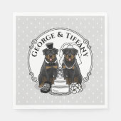 ウェディングロットワイラー ブライドとグルーム 犬 かわいい スタンダードランチョンナプキン (正面)