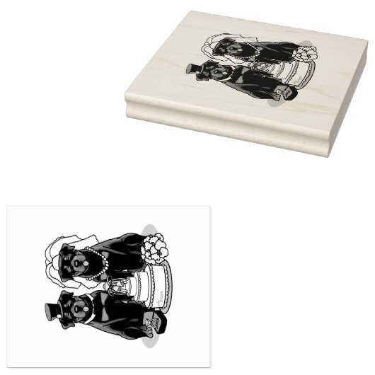 ウェディングロットワイラー 花嫁と花婿の犬たち かわいい ラバースタンプ (押印)