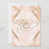 ウェディングローズとゴールドマーブルオーナメントカリグラフィー 招待状 (正面)