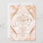 ウェディングローズとゴールドマーブル オーナメントカリグラフィー 招待状 (正面)