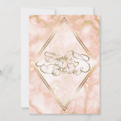 ウェディングローズとゴールドマーブル オーナメントカリグラフィー 招待状 (正面)