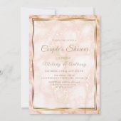 ウェディングローズとゴールドマーブル オーナメントカリグラフィー 招待状 (裏面)