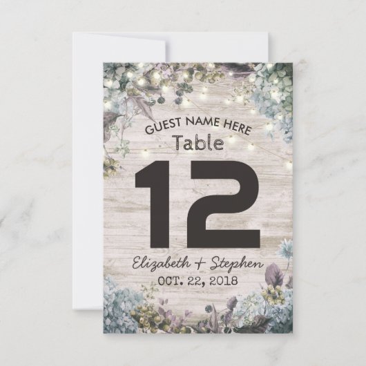 ウェディング会場テーブルナンバーおしゃれフラワーライト 招待状 (正面)