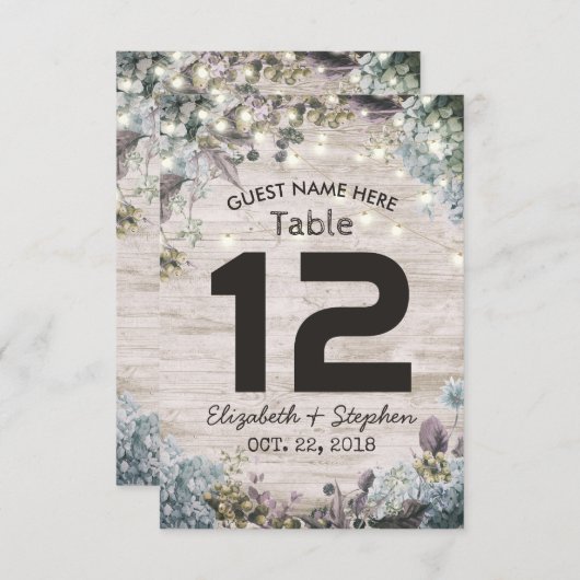 ウェディング会場テーブルナンバーおしゃれフラワーライト 招待状 (正面/裏面)