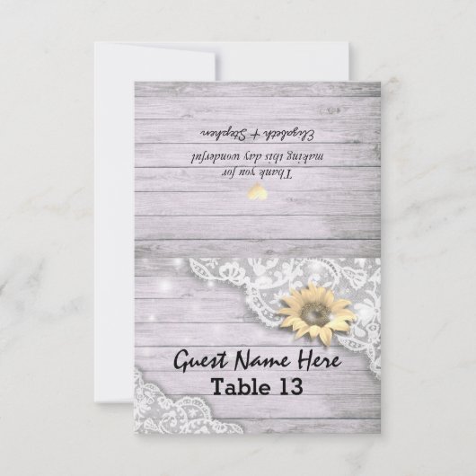 ウェディング会場テーブル番号レースひまわり木 招待状 (正面)
