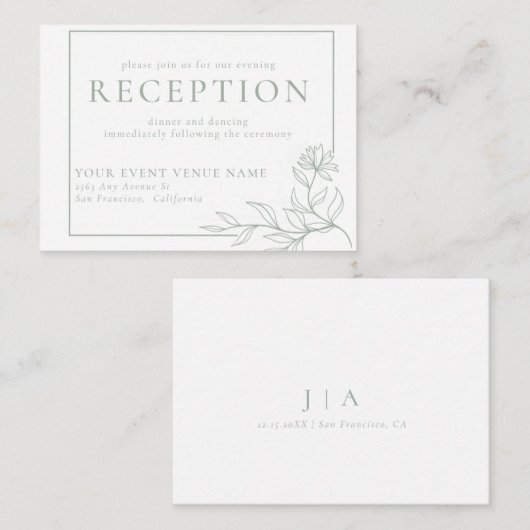 ウェディング伝統的レセプション エンクロージャーカード (正面/裏面)