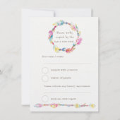 ウェディング出欠確認ボホ フェザー ネイティブ トライバルリース 招待状 (裏面)