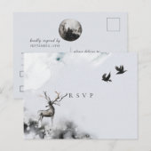 ウェディング出欠確認 エンチャンテッド フォレスト スタッグ ムーン インビテーションポストカード (正面/裏面)