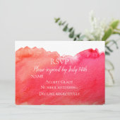 ウェディング出欠確認 ルビーレッド ボヘミアンモダン 水彩画 招待状 (スタンド正面)
