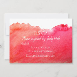 ウェディング出欠確認 ルビーレッド ボヘミアンモダン 水彩画 招待状
