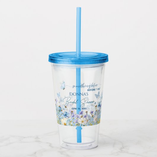 ウェディング前にブルーを添えて 花のブライズシャワー アクリルタンブラー (正面)