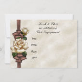 ウェディング婚約招待状アンティークベージュバラ 招待状 (裏面)