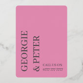 ウェディング実在招待箔文字ソフトピンク背景 箔招待状 (裏面)