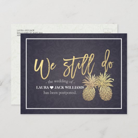 ウェディング延期 ゴールデンパイナップル 案内ポストカード (正面/裏面)