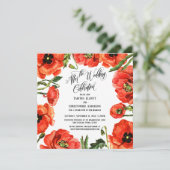 ウェディング後のお祝い 赤いポピーの花輪 招待状 (スタンド正面)