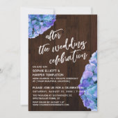 ウェディング後のカジュアルなお祝いの木製&花のデザイン 招待状 (正面)