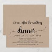 ウェディング後のディナー Rustic Kraft Elopement 招待状 (正面/裏面)