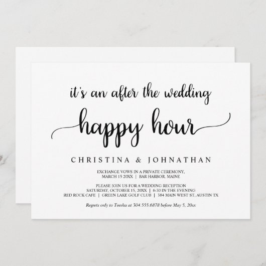 ウェディング後のハッピーアワー, ラスティックエロープメント 招待状 (正面/裏面)