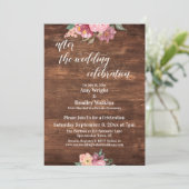 ウェディング後のピンクの花の素朴な祝祭り 招待状 (スタンド正面)