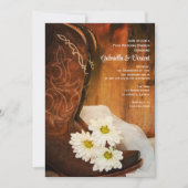 ウェディング後のホワイトデイジーとカウボーイブーツのカジュアルブランチ 招待状 (正面)