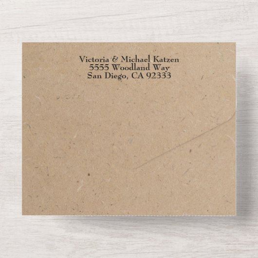 ウェディング後のミニマルな elopement 写真 オールインワン オールインワン招待状 (裏面)