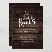 ウェディング後のラスティックなブランチパーティー、食べて、飲んで、回復しよう 招待状 (正面/裏面)