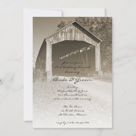 ウェディング後のラスティックカバードブリッジブランチ 招待状 (正面)