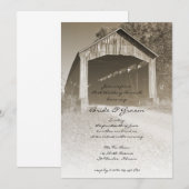 ウェディング後のラスティックカバードブリッジブランチ 招待状 (正面/裏面)