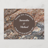 ウェディング感謝の気持ちを表す、素朴な木目調のサンキューカード ポストカード (正面)