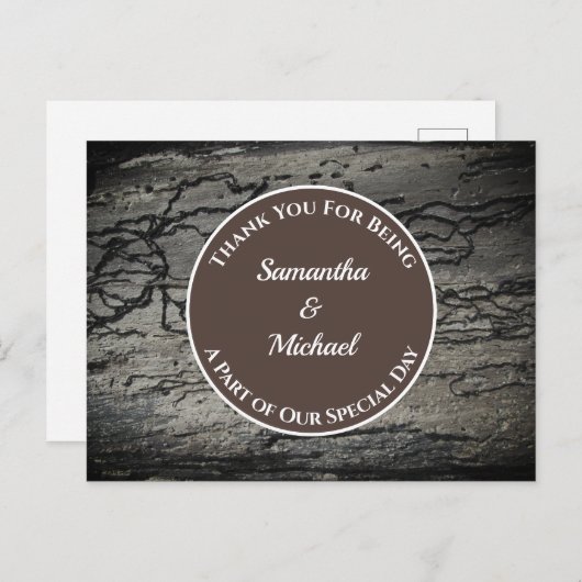 ウェディング感謝 ラスティック ドリフトウッド サンクス ポストカード (正面/裏面)