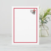 ウェディング招待に赤いリボンイメージを付けたグレーベル 招待状 (スタンド正面)