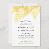 ウェディング招待シックモダン金ゴールドパーム葉フロント 招待状 (正面)