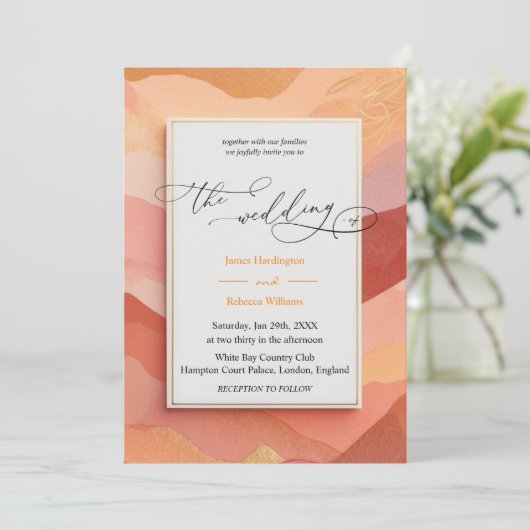 ウェディング招待デザインのサンセットヒュース 招待状 (スタンド正面)