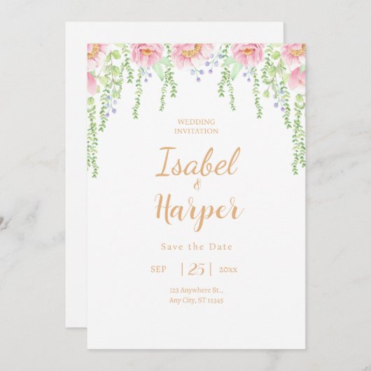 ウェディング招待妖精の物語の愛の招待状インビタティ 招待状 (正面/裏面)