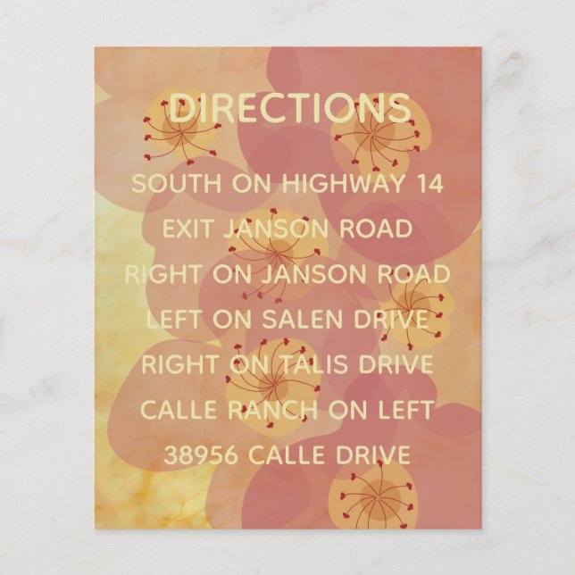 ウェディング招待挿入カードアジア影響フローラ (正面)