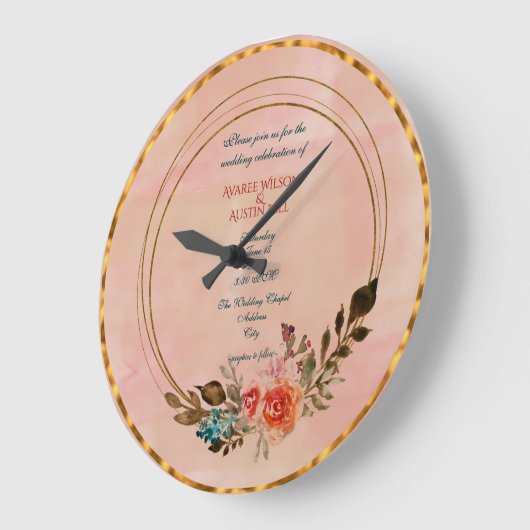 ウェディング招待状の写真をのせて ラージ壁時計 (傾斜)