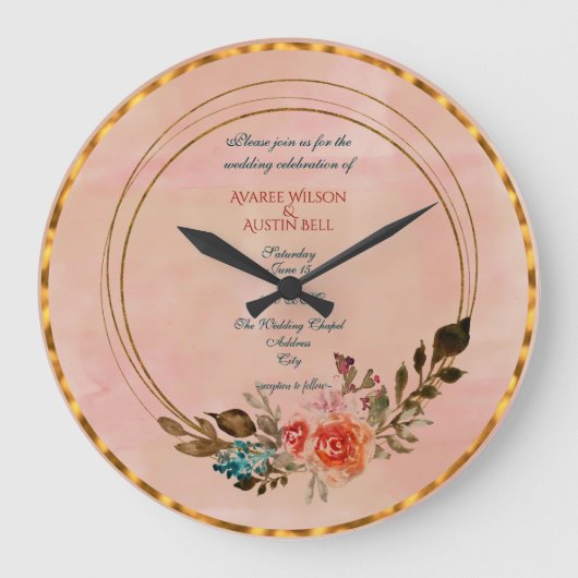 ウェディング招待状の写真をのせて ラージ壁時計 (正面)