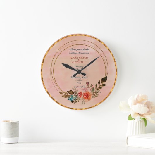 ウェディング招待状の写真をのせて ラージ壁時計 (ホーム)